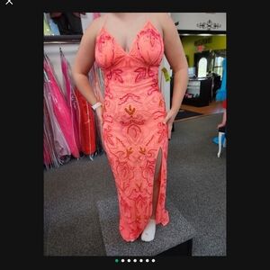 Elegant Coral Evening Gown